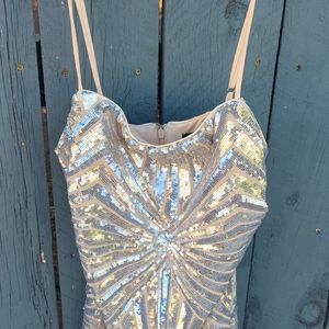 Lulus Lost In Your Eyes Silver Sequin Bodycon Mini Dress